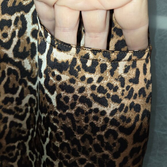 Ena Pelly Womens Cheetah Flare Pants Neutral Size 8 Polyester & Rayon Animal Pri - Picture 3 of 12